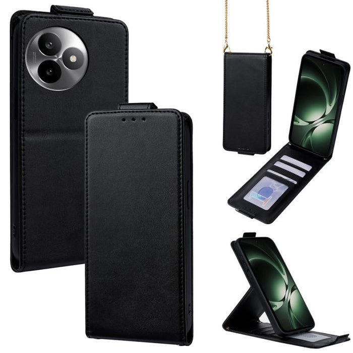 Funda para teléfono de piel vegana de color liso con tapa abatible vertical y cadena para llevar cruzada., For Redmi A7 Pro 171mm / Poco C85x 5G, For Redmi Turbo 5 Max/Poco X8 Pro Max 5G, For Redmi Turbo 5 / Poco X8 Pro 5G                              ...