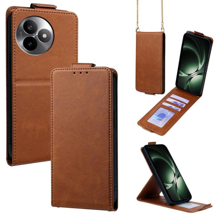 Funda para teléfono de piel vegana de color liso con tapa abatible vertical y cadena para llevar cruzada., For Redmi A7 Pro 171mm / Poco C85x 5G, For Redmi Turbo 5 Max/Poco X8 Pro Max 5G, For Redmi Turbo 5 / Poco X8 Pro 5G                              ...