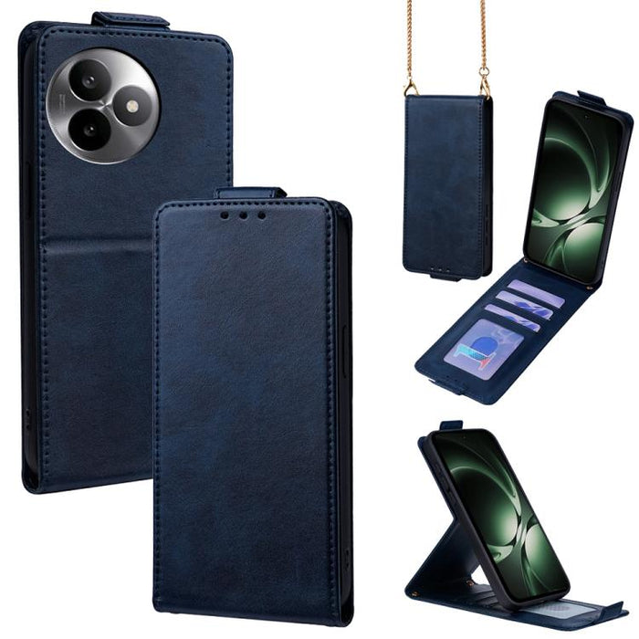 Funda para teléfono de piel vegana de color liso con tapa abatible vertical y cadena para llevar cruzada., For Redmi A7 Pro 171mm / Poco C85x 5G, For Redmi Turbo 5 Max/Poco X8 Pro Max 5G, For Redmi Turbo 5 / Poco X8 Pro 5G                              ...