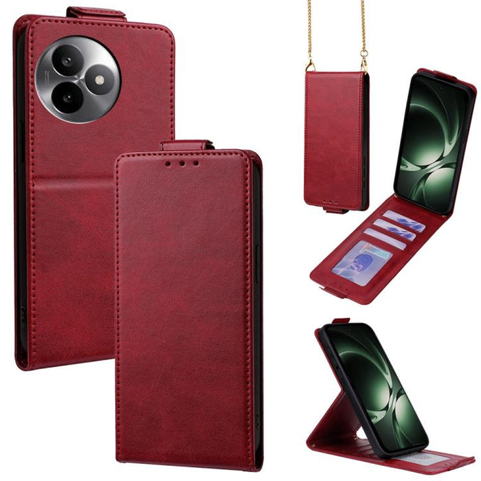 Funda para teléfono de piel vegana de color liso con tapa abatible vertical y cadena para llevar cruzada., For Redmi A7 Pro 171mm / Poco C85x 5G, For Redmi Turbo 5 Max/Poco X8 Pro Max 5G, For Redmi Turbo 5 / Poco X8 Pro 5G                              ...