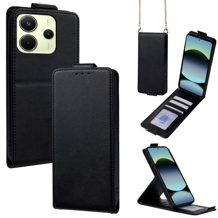 Funda para teléfono de piel vegana de color liso con tapa abatible vertical y cadena para llevar cruzada., For Redmi A7 Pro 171mm / Poco C85x 5G, For Redmi Turbo 5 Max/Poco X8 Pro Max 5G, For Redmi Turbo 5 / Poco X8 Pro 5G                              ...