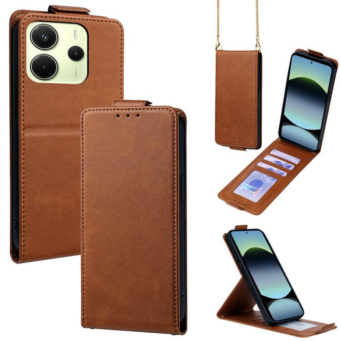 Funda para teléfono de piel vegana de color liso con tapa abatible vertical y cadena para llevar cruzada., For Redmi A7 Pro 171mm / Poco C85x 5G, For Redmi Turbo 5 Max/Poco X8 Pro Max 5G, For Redmi Turbo 5 / Poco X8 Pro 5G                              ...