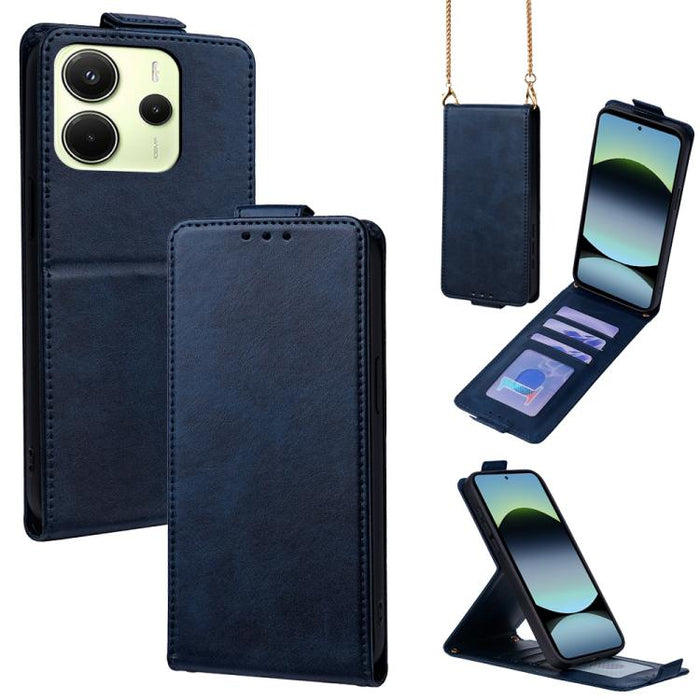 Funda para teléfono de piel vegana de color liso con tapa abatible vertical y cadena para llevar cruzada., For Redmi A7 Pro 171mm / Poco C85x 5G, For Redmi Turbo 5 Max/Poco X8 Pro Max 5G, For Redmi Turbo 5 / Poco X8 Pro 5G                              ...
