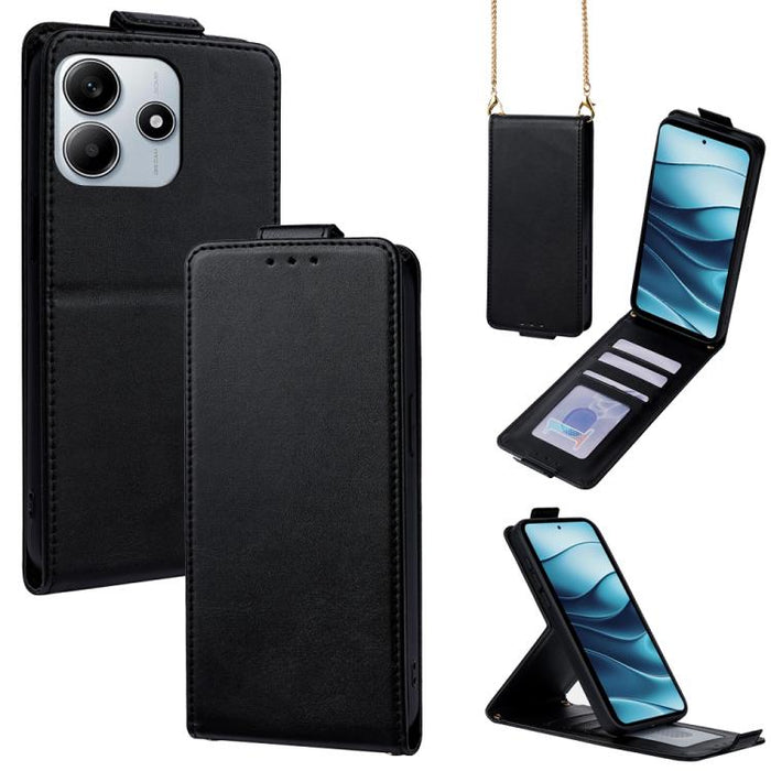 Funda para teléfono de piel vegana de color liso con tapa abatible vertical y cadena para llevar cruzada., For Redmi A7 Pro 171mm / Poco C85x 5G, For Redmi Turbo 5 Max/Poco X8 Pro Max 5G, For Redmi Turbo 5 / Poco X8 Pro 5G                              ...