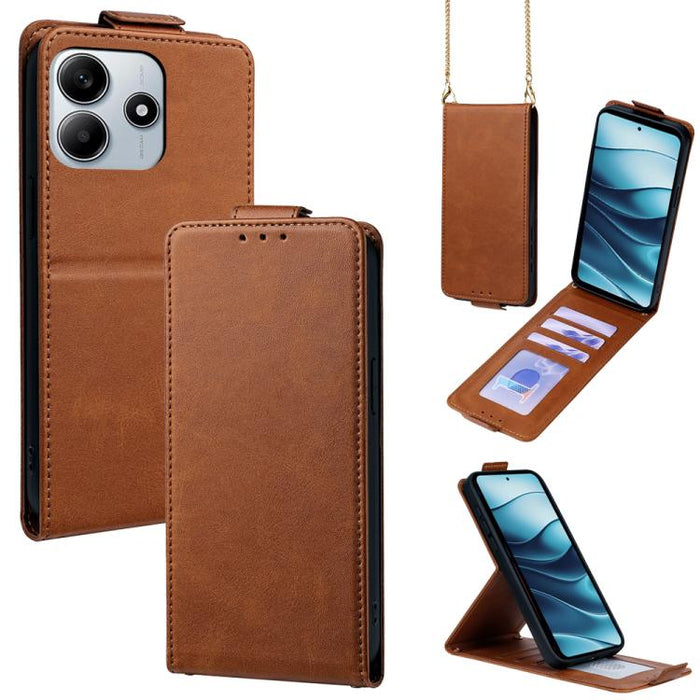 Funda para teléfono de piel vegana de color liso con tapa abatible vertical y cadena para llevar cruzada., For Redmi A7 Pro 171mm / Poco C85x 5G, For Redmi Turbo 5 Max/Poco X8 Pro Max 5G, For Redmi Turbo 5 / Poco X8 Pro 5G                              ...
