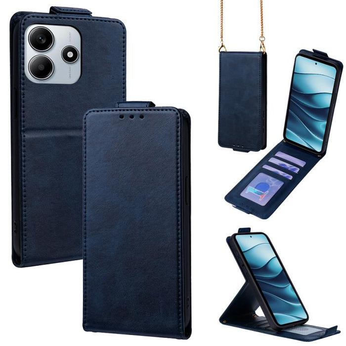 Funda para teléfono de piel vegana de color liso con tapa abatible vertical y cadena para llevar cruzada., For Redmi A7 Pro 171mm / Poco C85x 5G, For Redmi Turbo 5 Max/Poco X8 Pro Max 5G, For Redmi Turbo 5 / Poco X8 Pro 5G                              ...