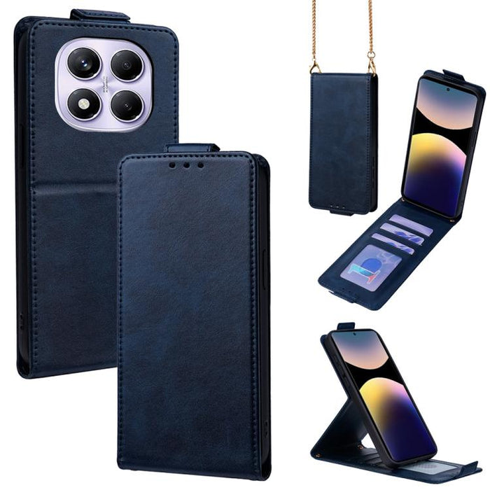 Funda para teléfono de piel vegana de color liso con tapa abatible vertical y cadena para llevar cruzada., For Redmi A7 Pro 171mm / Poco C85x 5G, For Redmi Turbo 5 Max/Poco X8 Pro Max 5G, For Redmi Turbo 5 / Poco X8 Pro 5G                              ...