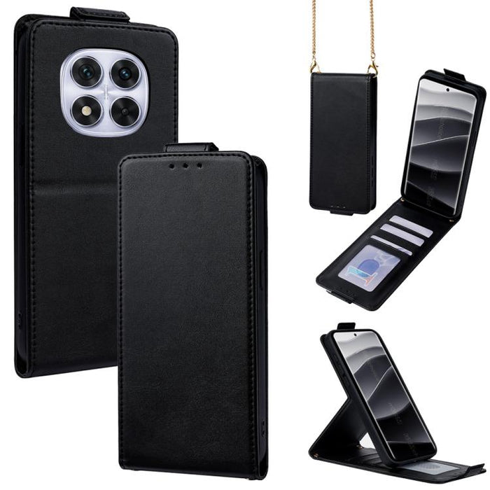 Funda para teléfono de piel vegana de color liso con tapa abatible vertical y cadena para llevar cruzada., For Redmi A7 Pro 171mm / Poco C85x 5G, For Redmi Turbo 5 Max/Poco X8 Pro Max 5G, For Redmi Turbo 5 / Poco X8 Pro 5G                              ...