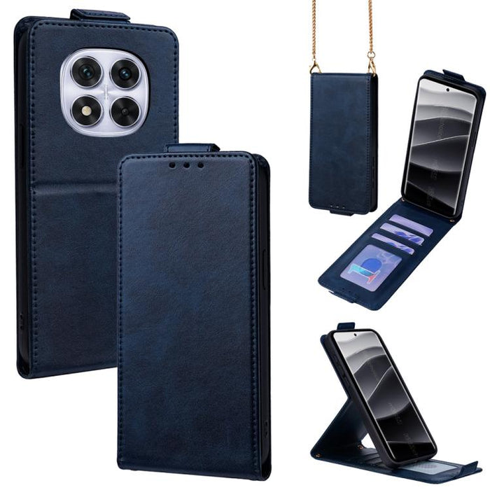 Funda para teléfono de piel vegana de color liso con tapa abatible vertical y cadena para llevar cruzada., For Redmi A7 Pro 171mm / Poco C85x 5G, For Redmi Turbo 5 Max/Poco X8 Pro Max 5G, For Redmi Turbo 5 / Poco X8 Pro 5G                              ...