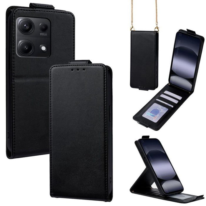 Funda para teléfono de piel vegana de color liso con tapa abatible vertical y cadena para llevar cruzada., For Redmi A7 Pro 171mm / Poco C85x 5G, For Redmi Turbo 5 Max/Poco X8 Pro Max 5G, For Redmi Turbo 5 / Poco X8 Pro 5G                              ...