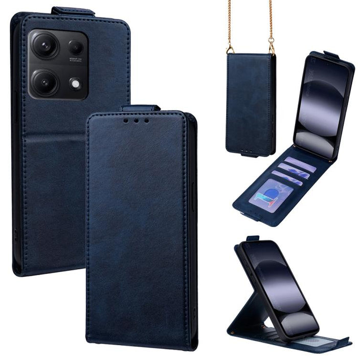 Funda para teléfono de piel vegana de color liso con tapa abatible vertical y cadena para llevar cruzada., For Redmi A7 Pro 171mm / Poco C85x 5G, For Redmi Turbo 5 Max/Poco X8 Pro Max 5G, For Redmi Turbo 5 / Poco X8 Pro 5G                              ...