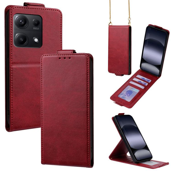Funda para teléfono de piel vegana de color liso con tapa abatible vertical y cadena para llevar cruzada., For Redmi A7 Pro 171mm / Poco C85x 5G, For Redmi Turbo 5 Max/Poco X8 Pro Max 5G, For Redmi Turbo 5 / Poco X8 Pro 5G                              ...