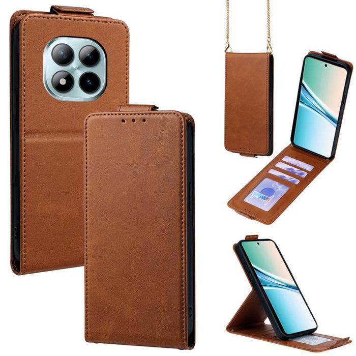 Funda para teléfono de piel vegana de color liso con tapa abatible vertical y cadena para llevar cruzada., For Redmi A7 Pro 171mm / Poco C85x 5G, For Redmi Turbo 5 Max/Poco X8 Pro Max 5G, For Redmi Turbo 5 / Poco X8 Pro 5G                              ...