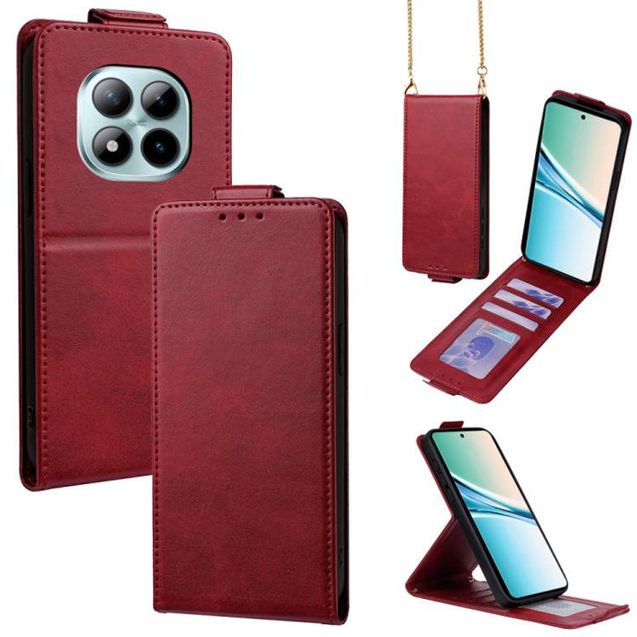 Funda para teléfono de piel vegana de color liso con tapa abatible vertical y cadena para llevar cruzada., For Redmi A7 Pro 171mm / Poco C85x 5G, For Redmi Turbo 5 Max/Poco X8 Pro Max 5G, For Redmi Turbo 5 / Poco X8 Pro 5G                              ...