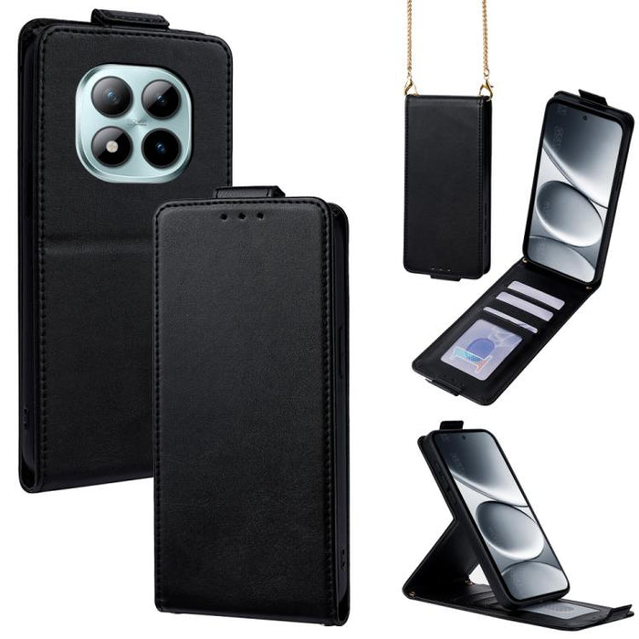 Funda para teléfono de piel vegana de color liso con tapa abatible vertical y cadena para llevar cruzada., For Redmi A7 Pro 171mm / Poco C85x 5G, For Redmi Turbo 5 Max/Poco X8 Pro Max 5G, For Redmi Turbo 5 / Poco X8 Pro 5G                              ...
