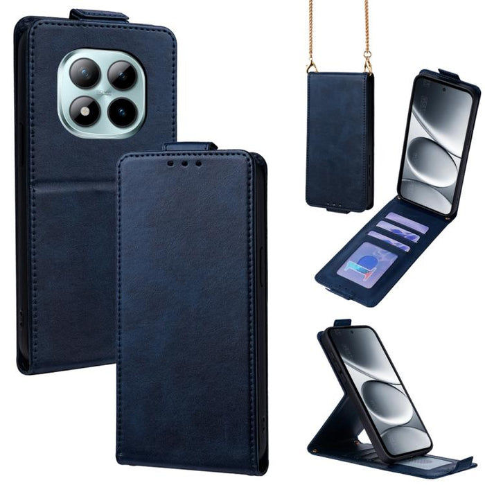 Funda para teléfono de piel vegana de color liso con tapa abatible vertical y cadena para llevar cruzada., For Redmi A7 Pro 171mm / Poco C85x 5G, For Redmi Turbo 5 Max/Poco X8 Pro Max 5G, For Redmi Turbo 5 / Poco X8 Pro 5G                              ...