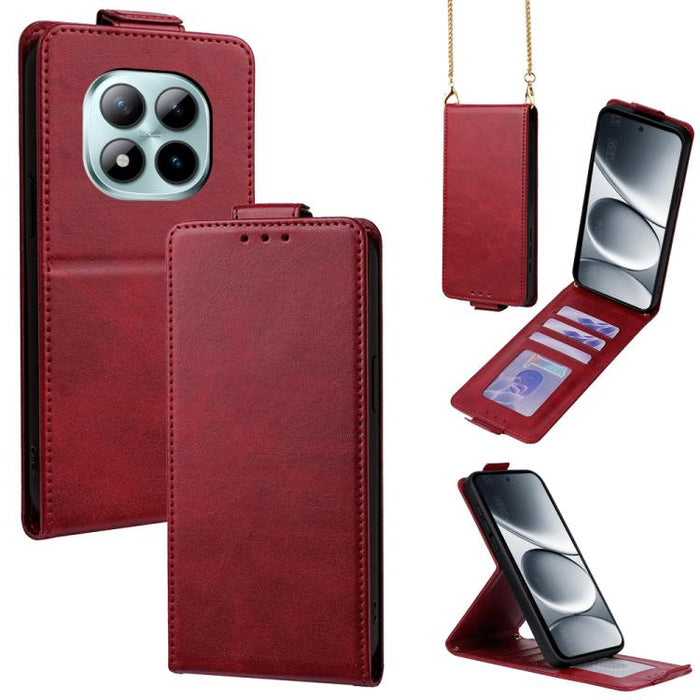 Funda para teléfono de piel vegana de color liso con tapa abatible vertical y cadena para llevar cruzada., For Redmi A7 Pro 171mm / Poco C85x 5G, For Redmi Turbo 5 Max/Poco X8 Pro Max 5G, For Redmi Turbo 5 / Poco X8 Pro 5G                              ...