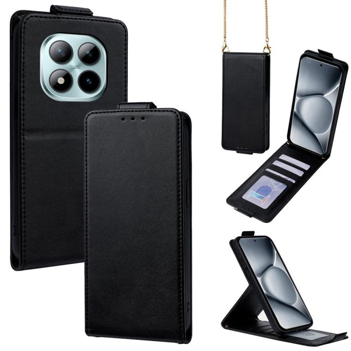 Funda para teléfono de piel vegana de color liso con tapa abatible vertical y cadena para llevar cruzada., For Redmi A7 Pro 171mm / Poco C85x 5G, For Redmi Turbo 5 Max/Poco X8 Pro Max 5G, For Redmi Turbo 5 / Poco X8 Pro 5G                              ...