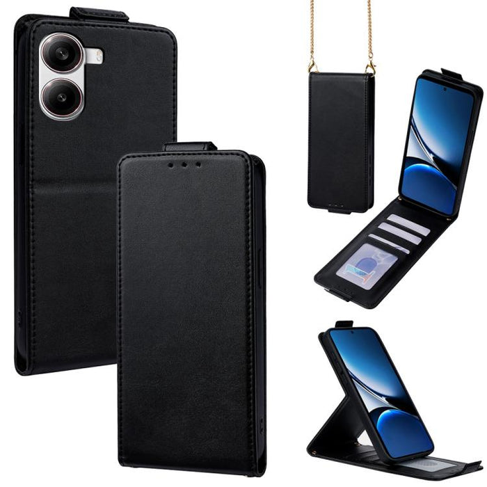 Funda para teléfono de piel vegana de color liso con tapa abatible vertical y cadena para llevar cruzada., For Redmi A7 Pro 171mm / Poco C85x 5G, For Redmi Turbo 5 Max/Poco X8 Pro Max 5G, For Redmi Turbo 5 / Poco X8 Pro 5G                              ...