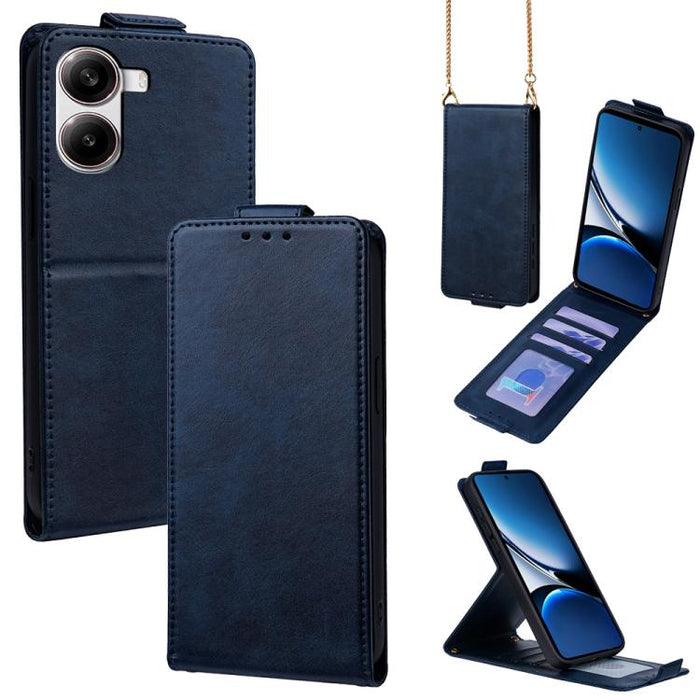 Funda para teléfono de piel vegana de color liso con tapa abatible vertical y cadena para llevar cruzada., For Redmi A7 Pro 171mm / Poco C85x 5G, For Redmi Turbo 5 Max/Poco X8 Pro Max 5G, For Redmi Turbo 5 / Poco X8 Pro 5G                              ...