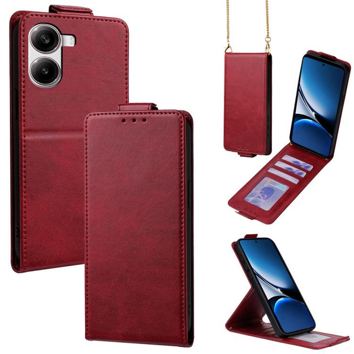 Funda para teléfono de piel vegana de color liso con tapa abatible vertical y cadena para llevar cruzada., For Redmi A7 Pro 171mm / Poco C85x 5G, For Redmi Turbo 5 Max/Poco X8 Pro Max 5G, For Redmi Turbo 5 / Poco X8 Pro 5G                              ...