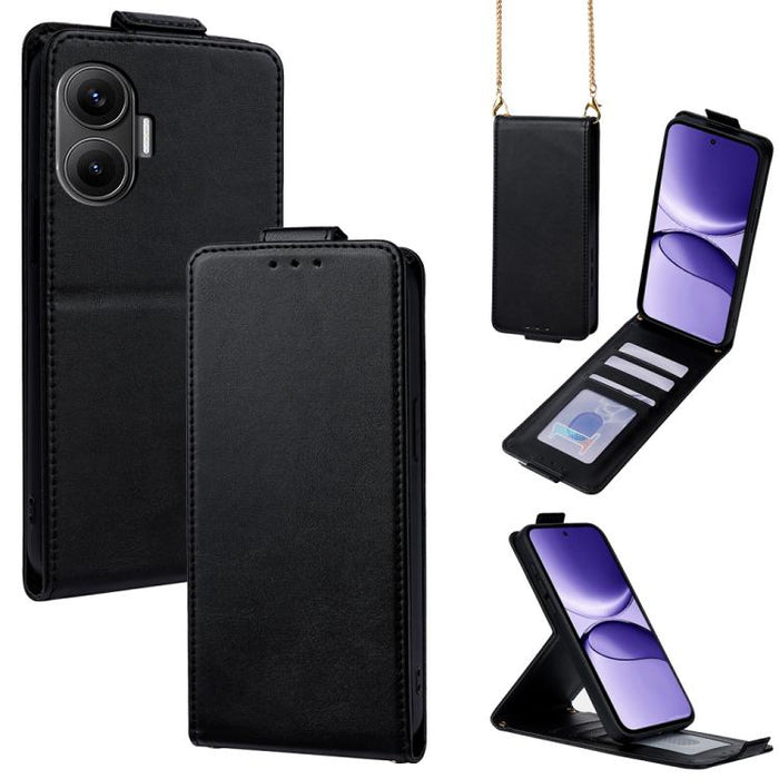 Funda para teléfono de piel vegana de color liso con tapa abatible vertical y cadena para llevar cruzada., For Redmi A7 Pro 171mm / Poco C85x 5G, For Redmi Turbo 5 Max/Poco X8 Pro Max 5G, For Redmi Turbo 5 / Poco X8 Pro 5G                              ...
