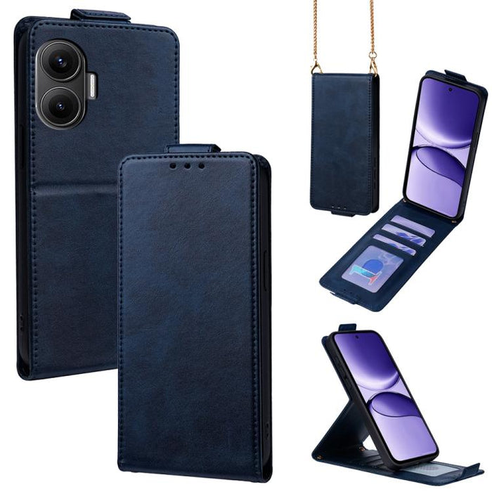 Funda para teléfono de piel vegana de color liso con tapa abatible vertical y cadena para llevar cruzada., For Redmi A7 Pro 171mm / Poco C85x 5G, For Redmi Turbo 5 Max/Poco X8 Pro Max 5G, For Redmi Turbo 5 / Poco X8 Pro 5G                              ...