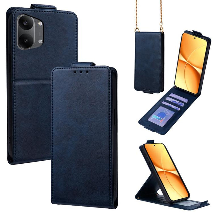 Funda para teléfono de piel vegana de color liso con tapa abatible vertical y cadena para llevar cruzada., For Redmi A7 Pro 171mm / Poco C85x 5G, For Redmi Turbo 5 Max/Poco X8 Pro Max 5G, For Redmi Turbo 5 / Poco X8 Pro 5G                              ...