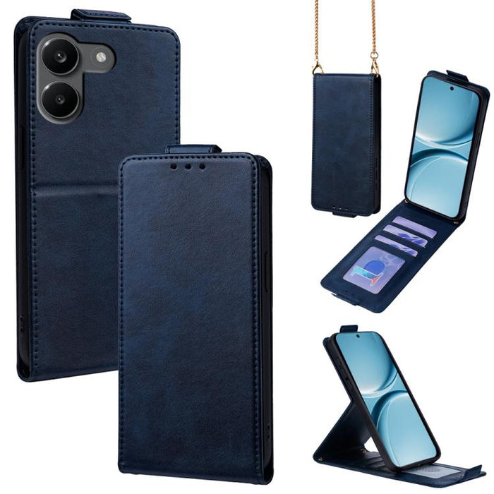 Funda para teléfono de piel vegana de color liso con tapa abatible vertical y cadena para llevar cruzada., For Redmi A7 Pro 171mm / Poco C85x 5G, For Redmi Turbo 5 Max/Poco X8 Pro Max 5G, For Redmi Turbo 5 / Poco X8 Pro 5G                              ...