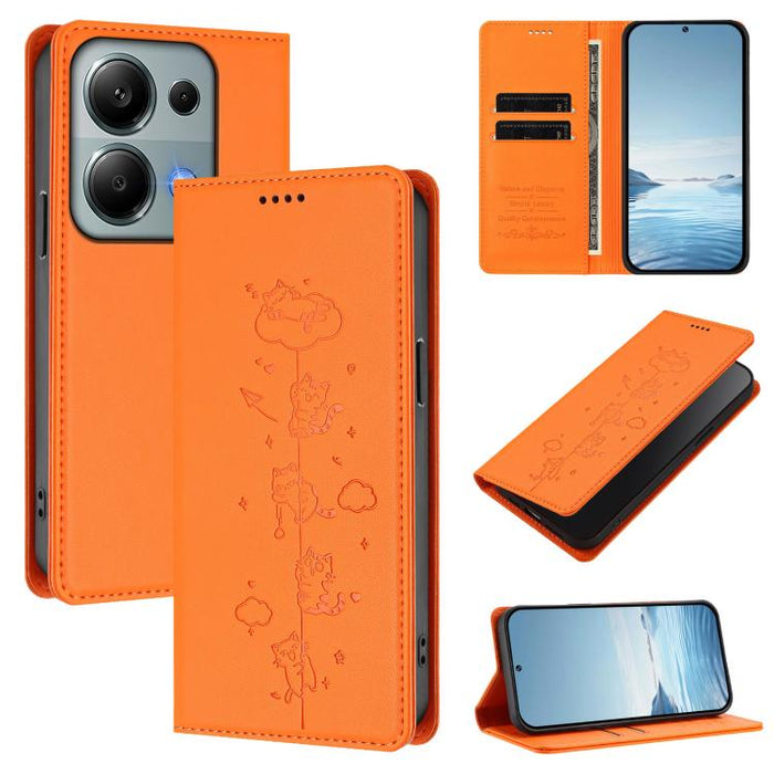 Funda para teléfono de cuero vegano magnética RFID con estampado de lindos gatos, For Redmi 15 5G / 4G EU 171mm, For Redmi 15C 5G / 4G Global 171mm / Poco C85 4G, For Redmi 13 4G / 5G / 13x / Poco M6 4G, For Redmi A5 4G 173.3mm                         ...