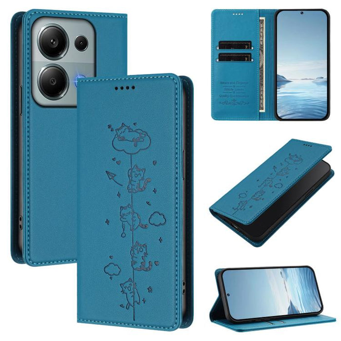Funda para teléfono de cuero vegano magnética RFID con estampado de lindos gatos, For Redmi 15 5G / 4G EU 171mm, For Redmi 15C 5G / 4G Global 171mm / Poco C85 4G, For Redmi 13 4G / 5G / 13x / Poco M6 4G, For Redmi A5 4G 173.3mm                         ...