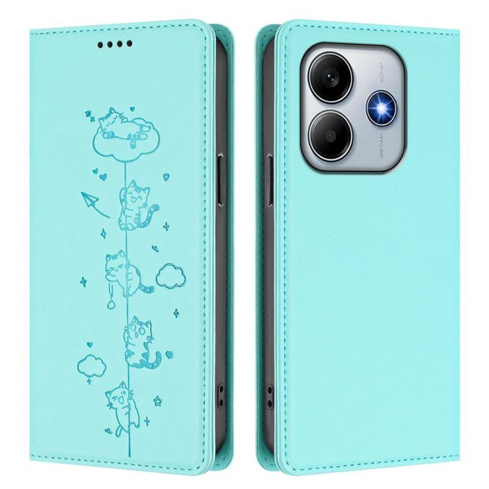 Funda para teléfono de cuero vegano magnética RFID con estampado de lindos gatos, For Redmi Note 14 5G / Xiaomi Poco M7 Pro 5G, For Redmi K70 Ultra, For Redmi A3 / A3x / Xiaomi Poco C61, For Redmi 13C 4G / 5G / Poco C65, For Redmi Note 13 4G           ...