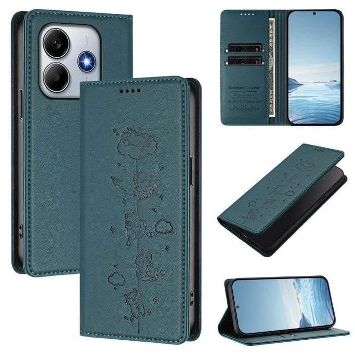 Funda para teléfono de cuero vegano magnética RFID con estampado de lindos gatos, For Redmi Note 14 5G / Xiaomi Poco M7 Pro 5G, For Redmi K70 Ultra, For Redmi A3 / A3x / Xiaomi Poco C61, For Redmi 13C 4G / 5G / Poco C65, For Redmi Note 13 4G           ...