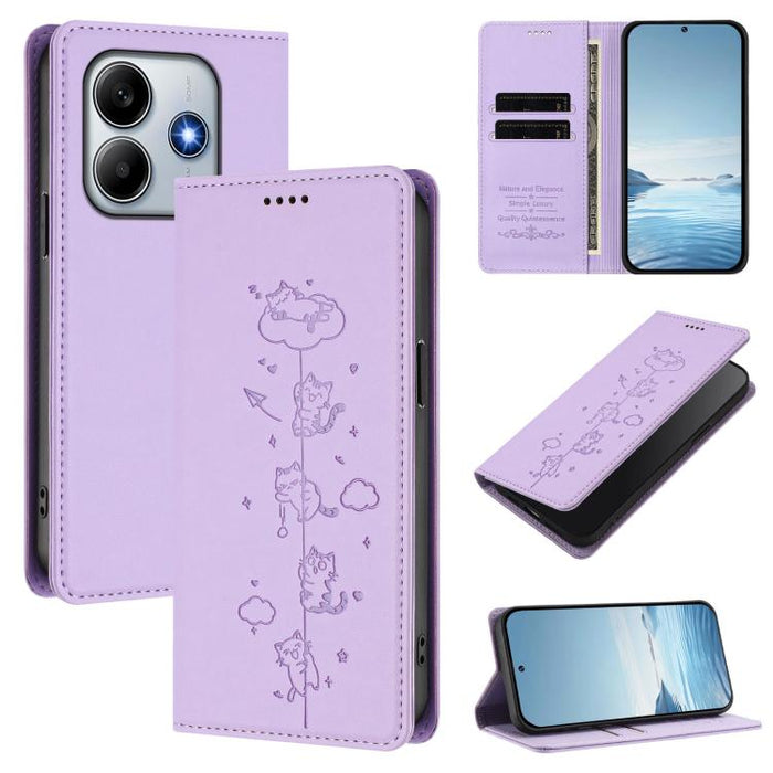Funda para teléfono de cuero vegano magnética RFID con estampado de lindos gatos, For Redmi Note 14 5G / Xiaomi Poco M7 Pro 5G, For Redmi K70 Ultra, For Redmi A3 / A3x / Xiaomi Poco C61, For Redmi 13C 4G / 5G / Poco C65, For Redmi Note 13 4G           ...