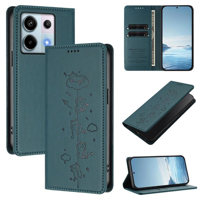 Funda para teléfono de cuero vegano magnética RFID con estampado de lindos gatos, For Redmi Note 14 5G / Xiaomi Poco M7 Pro 5G, For Redmi K70 Ultra, For Redmi A3 / A3x / Xiaomi Poco C61, For Redmi 13C 4G / 5G / Poco C65, For Redmi Note 13 4G           ...