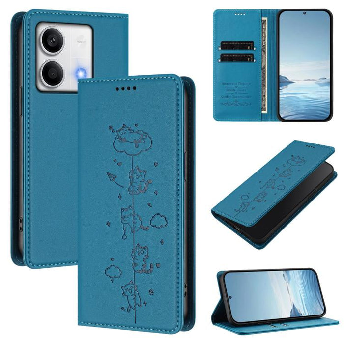 Funda para teléfono de cuero vegano magnética RFID con estampado de lindos gatos, For Redmi Note 14 5G / Xiaomi Poco M7 Pro 5G, For Redmi K70 Ultra, For Redmi A3 / A3x / Xiaomi Poco C61, For Redmi 13C 4G / 5G / Poco C65, For Redmi Note 13 4G           ...