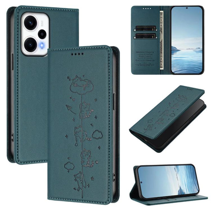 Funda para teléfono de cuero vegano magnética RFID con estampado de lindos gatos, For Redmi Note 14 5G / Xiaomi Poco M7 Pro 5G, For Redmi K70 Ultra, For Redmi A3 / A3x / Xiaomi Poco C61, For Redmi 13C 4G / 5G / Poco C65, For Redmi Note 13 4G           ...