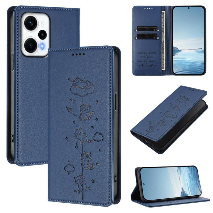 Funda para teléfono de cuero vegano magnética RFID con estampado de lindos gatos, For Redmi Note 14 5G / Xiaomi Poco M7 Pro 5G, For Redmi K70 Ultra, For Redmi A3 / A3x / Xiaomi Poco C61, For Redmi 13C 4G / 5G / Poco C65, For Redmi Note 13 4G           ...