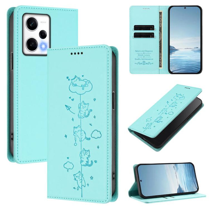 Funda para teléfono de cuero vegano magnética RFID con estampado de lindos gatos, For Redmi K60 / K60 Pro / Xiaomi Poco F5 Pro, For Redmi Note 12S / Note 11 4G, For Redmi A2+ / Redmi A1+ / Poco C50, For Redmi Note 12 Pro 4G / Note 11 Pro 4G / 5G       ...