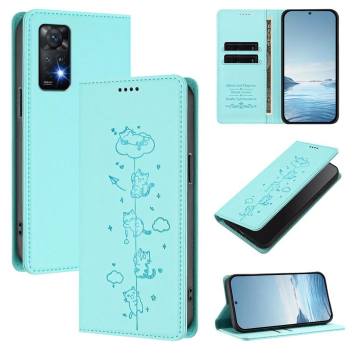Funda para teléfono de cuero vegano magnética RFID con estampado de lindos gatos, For Redmi K60 / K60 Pro / Xiaomi Poco F5 Pro, For Redmi Note 12S / Note 11 4G, For Redmi A2+ / Redmi A1+ / Poco C50, For Redmi Note 12 Pro 4G / Note 11 Pro 4G / 5G       ...