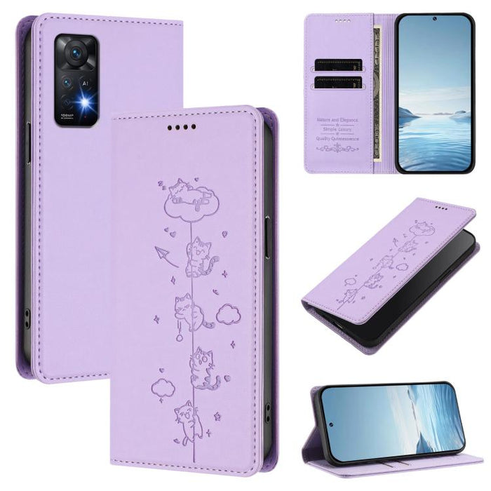 Funda para teléfono de cuero vegano magnética RFID con estampado de lindos gatos, For Redmi K60 / K60 Pro / Xiaomi Poco F5 Pro, For Redmi Note 12S / Note 11 4G, For Redmi A2+ / Redmi A1+ / Poco C50, For Redmi Note 12 Pro 4G / Note 11 Pro 4G / 5G       ...