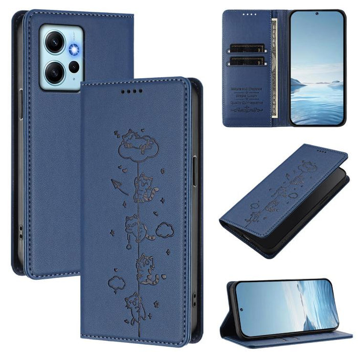 Funda para teléfono de cuero vegano magnética RFID con estampado de lindos gatos, For Redmi K60 / K60 Pro / Xiaomi Poco F5 Pro, For Redmi Note 12S / Note 11 4G, For Redmi A2+ / Redmi A1+ / Poco C50, For Redmi Note 12 Pro 4G / Note 11 Pro 4G / 5G       ...