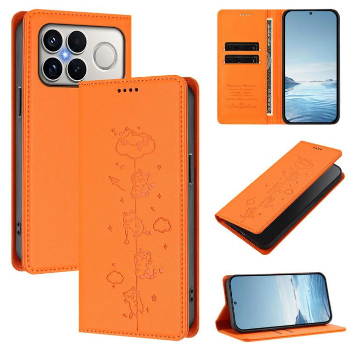 Funda para teléfono de cuero vegano magnética RFID con estampado de lindos gatos, For Redmi K90 Max 5G, For Redmi A7 Pro 4G / 5G 171mm / Poco C85x 5G, For Redmi 15a 5G, For Redmi Turbo 5 Max 5G / Poco X8 Pro Max 5G, For Redmi Turbo 5 5G / Poco X8 Pro 5...