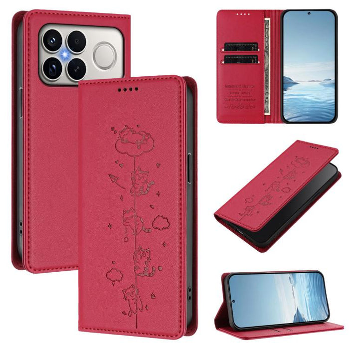 Funda para teléfono de cuero vegano magnética RFID con estampado de lindos gatos, For Redmi K90 Max 5G, For Redmi A7 Pro 4G / 5G 171mm / Poco C85x 5G, For Redmi 15a 5G, For Redmi Turbo 5 Max 5G / Poco X8 Pro Max 5G, For Redmi Turbo 5 5G / Poco X8 Pro 5...