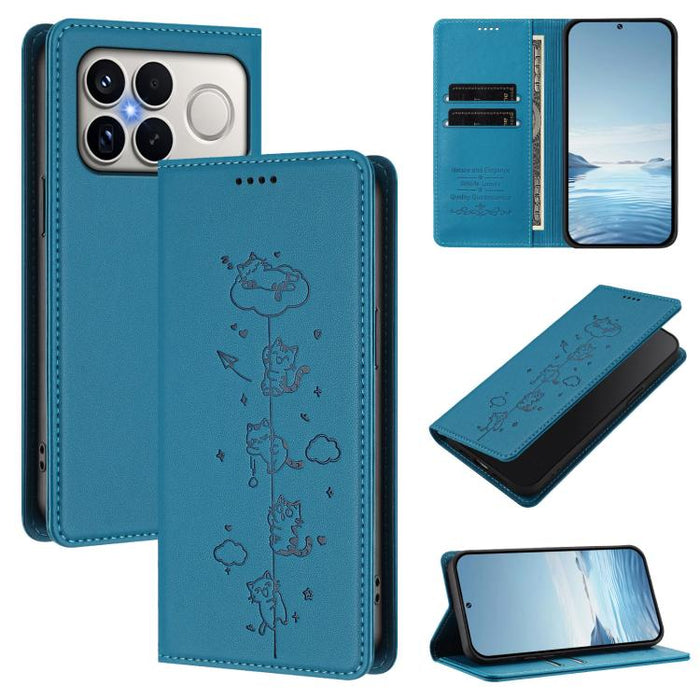 Funda para teléfono de cuero vegano magnética RFID con estampado de lindos gatos, For Redmi K90 Max 5G, For Redmi A7 Pro 4G / 5G 171mm / Poco C85x 5G, For Redmi 15a 5G, For Redmi Turbo 5 Max 5G / Poco X8 Pro Max 5G, For Redmi Turbo 5 5G / Poco X8 Pro 5...