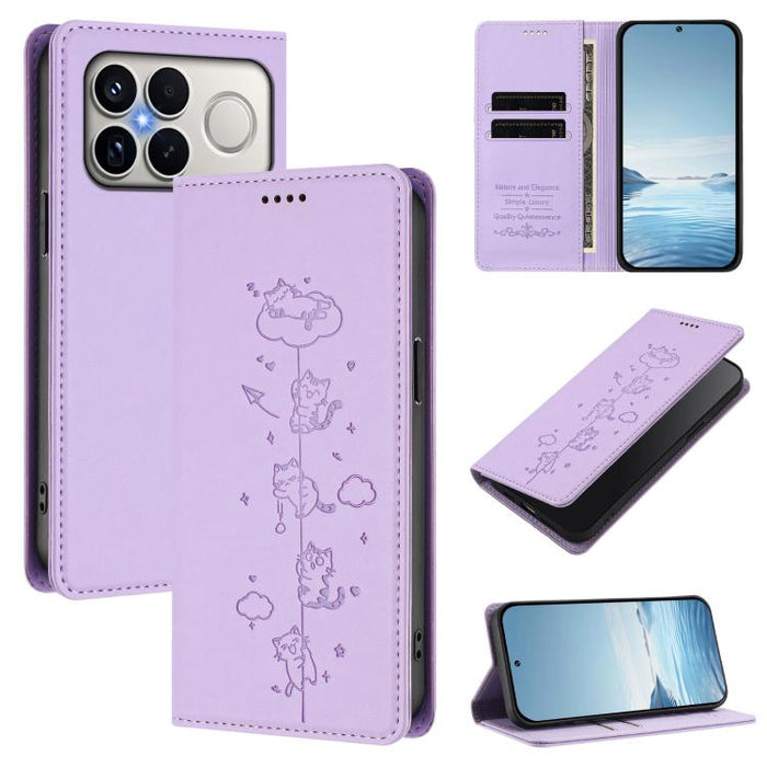 Funda para teléfono de cuero vegano magnética RFID con estampado de lindos gatos, For Redmi K90 Max 5G, For Redmi A7 Pro 4G / 5G 171mm / Poco C85x 5G, For Redmi 15a 5G, For Redmi Turbo 5 Max 5G / Poco X8 Pro Max 5G, For Redmi Turbo 5 5G / Poco X8 Pro 5...