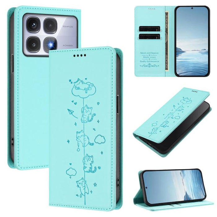 Funda para teléfono de cuero vegano magnética RFID con estampado de lindos gatos, For Redmi Note 14 5G / Xiaomi Poco M7 Pro 5G, For Redmi K70 Ultra, For Redmi A3 / A3x / Xiaomi Poco C61, For Redmi 13C 4G / 5G / Poco C65, For Redmi Note 13 4G           ...
