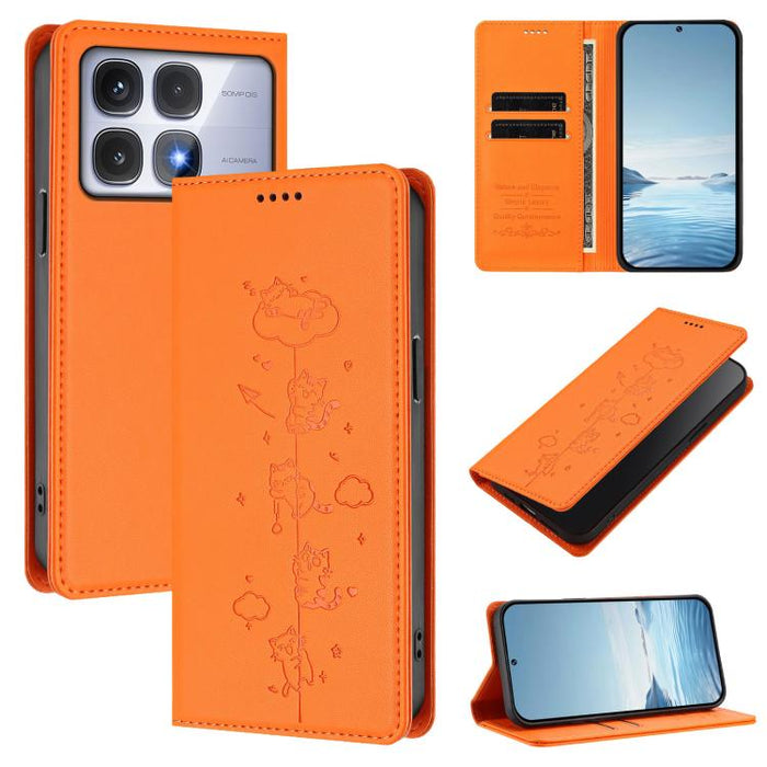 Funda para teléfono de cuero vegano magnética RFID con estampado de lindos gatos, For Redmi Note 14 5G / Xiaomi Poco M7 Pro 5G, For Redmi K70 Ultra, For Redmi A3 / A3x / Xiaomi Poco C61, For Redmi 13C 4G / 5G / Poco C65, For Redmi Note 13 4G           ...