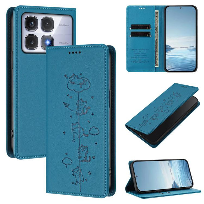 Funda para teléfono de cuero vegano magnética RFID con estampado de lindos gatos, For Redmi Note 14 5G / Xiaomi Poco M7 Pro 5G, For Redmi K70 Ultra, For Redmi A3 / A3x / Xiaomi Poco C61, For Redmi 13C 4G / 5G / Poco C65, For Redmi Note 13 4G           ...