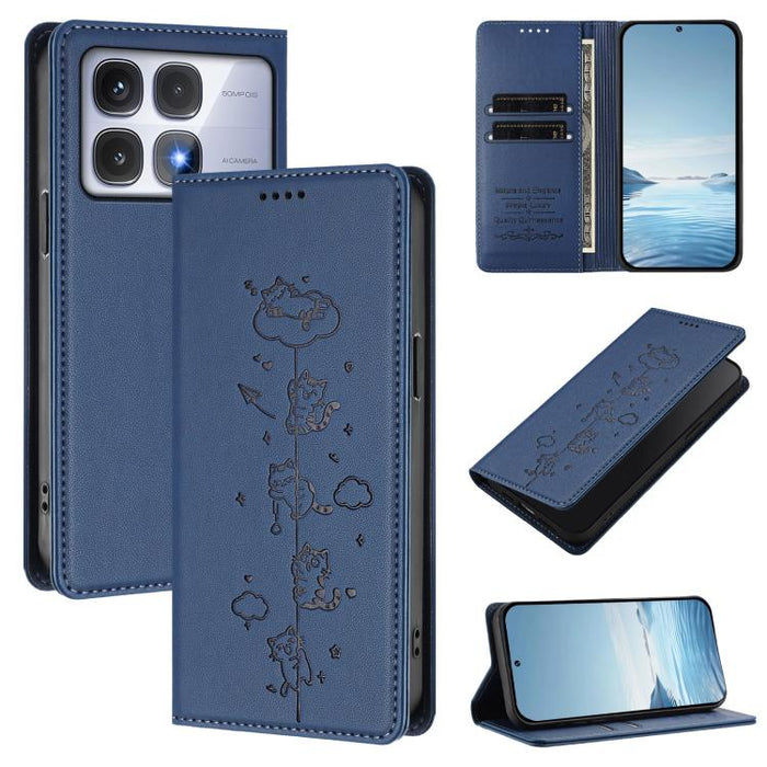 Funda para teléfono de cuero vegano magnética RFID con estampado de lindos gatos, For Redmi Note 14 5G / Xiaomi Poco M7 Pro 5G, For Redmi K70 Ultra, For Redmi A3 / A3x / Xiaomi Poco C61, For Redmi 13C 4G / 5G / Poco C65, For Redmi Note 13 4G           ...